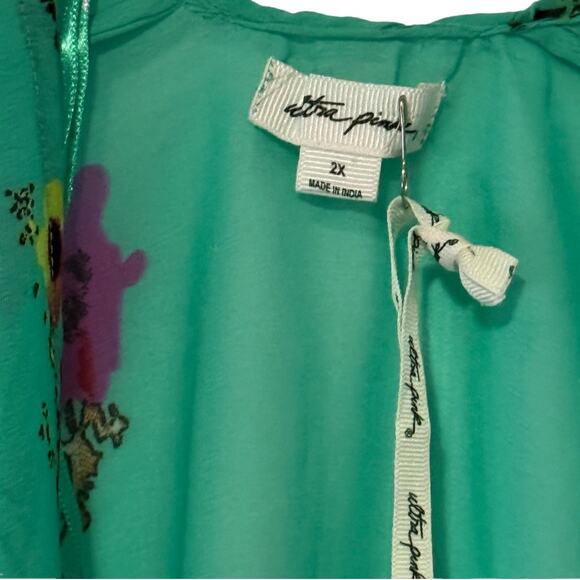 NWT Ultra Pink Floral Sheer Kimono Ruana Wrap 2X - Picture 10 of 14